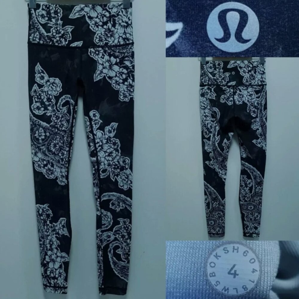 Lululemon Painted Paisley Leggings 4 XS High-Rise Engineered Luxtreme On Full